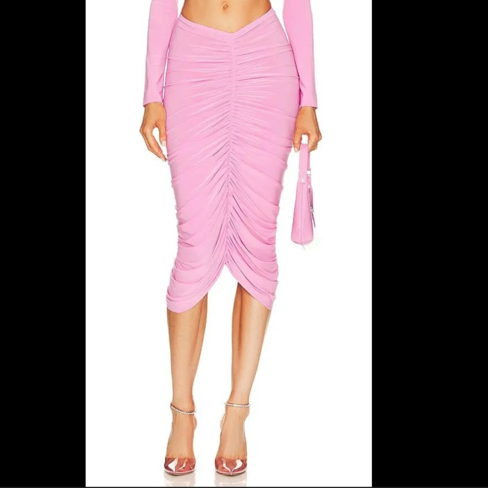 Norma Kamali Pink Ruched Pencil Skirt/Dress